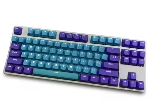 purple blue 87 Keycaps, PBT Material OEM Height Mechanical Keyboard Keycaps, Double Backlit Characte
