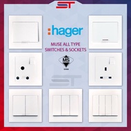 HAGER MUSE SWITCH SOCKET SIRIM / 13A SWITCH SOCKET / DOORBELL / 20A DOUBLE POLE SWITCHES