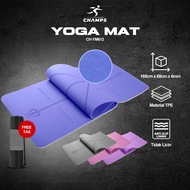 Champs Yoga Mat 6mm 1 Layer Carpet Yoga Mat Gymnastics Sports Fitness Equipment Mat SNI Standard Anti Slip TPE Thick Sports Gym Mat