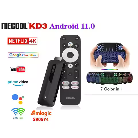 Mecool KD3 4K MINI TV Stick Android 11 TV With Amlogic S905Y4 2G+8G WiFi 2.4G/5G Prime Video HDR 10 