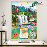 LỊCH TẾT 2025- Lịch Gỗ Treo Tường Tráng Gương 2025 THỦY MẶC (40x60cm) TẶNG BLOC Lịch đại