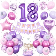 18th Purple Birthday Decorations,Pink Purple 18th Birthday Decorations for Girls Lavender Party Deco