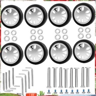 8pcs Luggage Wheels Replacement Kit,Dia 2in/50mm Thick 0.47in/12mm Resistant Rubber Mute Caster Repl