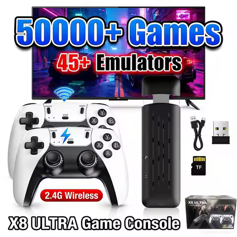 4K Retro Game Stick128GB 50000+ Classic Games, Wireless Controller Game Console, HDMI TV Game Stick 