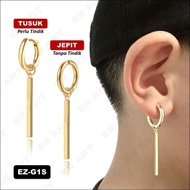1pcs EZ-G1S Stud Earrings Charm Stick Bar Gold Gold Punk Style Korean KPOP Stainless Steel Men Women Girls Boys [EZ Art]
