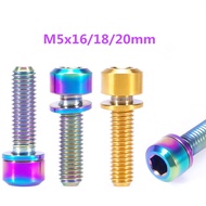 Titanium Screws Bolts M5x16 18 20mm Titanium Screws Bolts Bicycle Stem Bolt with Washer Gasket M5x16 M5x18 M5x20 for MTB / Road Bicycle Stem