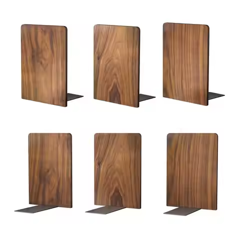 Bookend Hold Heavy Books 7x4x5in 3 Pack Wood Bookends for Heavy Books Heavy Duty Walnut Book Ends fo