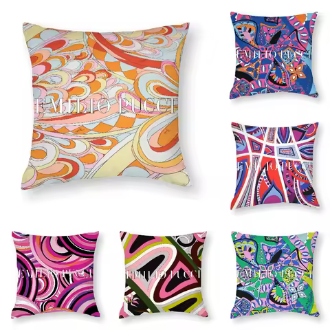 E-EE-Emilio logo P-Pucci Pillow Case 3D Print Polyester Fiber 40*40 cm Home Sofa Throw Pillow Cover 