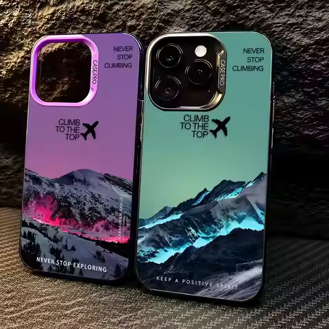 Outdoor Adventure Theme Phone Case For iPhone 11/12/13/14/15/16/17 Pro Max Color Gradient TPU Case S