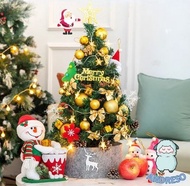 Pohon Natal 70cm Bahan PVC Lengkap Dengan Hiasan Aksesoris dan Lampu 