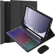 เมาส์ + คีย์บอร์ดเคสสำหรับ Galaxy แท็บ A9บวก11นิ้ว2023ถอดออกได้7สีคีย์บอร์ดบลูทูธย้อนแสงเคสขาตั้งหนั