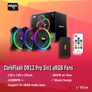 Aigo darkFlash DR12 Pro Double Ring 5V aRGB Sync Hub + Remote 3in1 set RRB cooling fan kit - litech