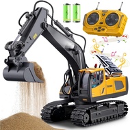 Remote Control Excavator Toys, 11 Channel 1:20 RC Construction Vehicles, 680° Rotation Hydraulic Car