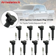 Artudatech 8PCS Ignition Coil+Spark Plug UF230 For Toyota Tundra Sequoia 4.7L V8 Car Accessories
