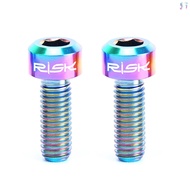 RISK 2PCS M5×14mm Titanium Bolts for Bike Thumb Shifter Fixed Screws Ti Conjoined Hexagon Ti Screws Ti Fastener MTB Bicycle Parts