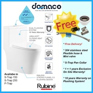 Rubine Punta Nera Rimless Funnel Flushing or Domaco 787 Rimless Turbo Tornado Flushing Toilet Bowl