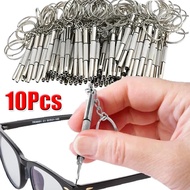 10Pcs Steel Glasses Screwdriver Eyeglass Screwdriver Watch Repair Kit with Keychain Portable Hand Tools Precision Screwdriver Tools