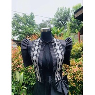 Filipiniana Bolero Pina Organza Computer Embroidered with tie (Black Diamond)
