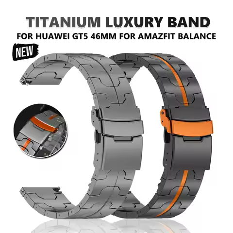 20mm 22mm Titanium Bracelet for Huawei Watch GT5 Pro GT4 46mm Metal Luxury Strap For Samsung Galaxy