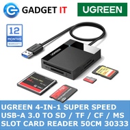 UGREEN 4-IN-1 SUPER SPEED USB-A 3.0 TO SD / TF / CF / MS SLOT CARD READER 50CM 30333