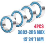 4Pcs 3802-2RS MAX Bearing 15*24*7 mm Double Row Full Balls Bicycle Suspension Pivot Repair Parts 380