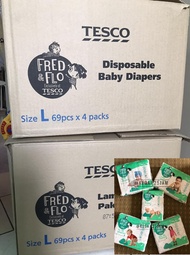 [Ready Stock] Box Tesco FRED FLO Tape Diapers 4packs / Box