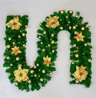 Green Christmas decoration Rattan hotel shopping mall bar door hanging decoration 2.7m long PVC Chri