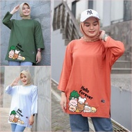 OVERSIZE ADULT T-SHIRTS ML XL XXL JUMBO LD 130 WOMEN'S LONG-SLEEVED T-SHIRTS 7/8 MODERN HIJAB STYLE 