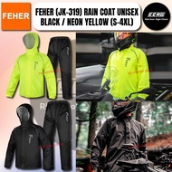 FEHER (JK-319) RAIN COAT UNISEX BLACK / NEON YELLOW (S-4XL)