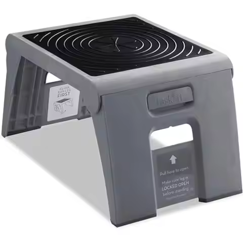 Compact 1-Step Folding Stool, 250 lbs Capacity, 14W x 11.25D x 9.75H, Gray