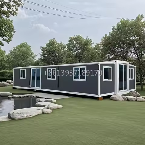 40FT 20FT Expandable Container House with 2 3 Bedrooms, 1 Full Equipped Bathroom Kitchen, Tiny House