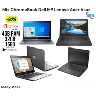 Mix ChromeBook Dell HP Lenovo Acer Asus Touch Screen Playstore Intel 4GB 16GB SSD Budget Laptop Notebook Murah