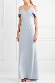 SALE HALSTON HERITAGE Woman Cold Shoulder Crepe Evening Gown Sky Blue Maxi Dress designer dress cock