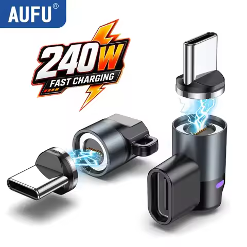 AUFU 240W Magnetic OTG Data Adapter Type C Female to TypeC Micro USB Male Converter For Macbook Sams