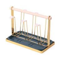 ERMINE Vàng Giá để cốc bằng sắt Có khay Tiết kiệm không gian Giá để ráo nước 6 cốc Hữu ích Chống trư