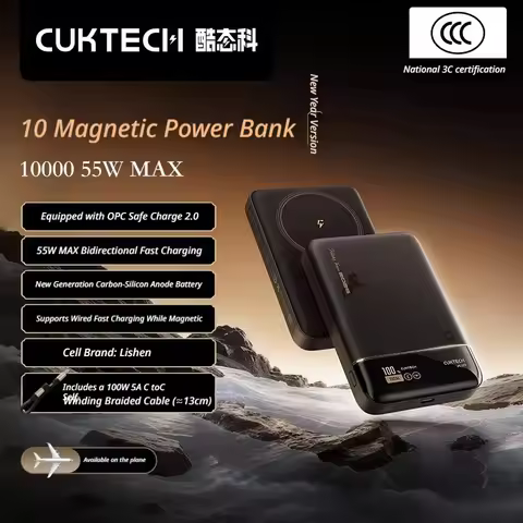 CUKTECH 10 Magnetic Power Bank Air 55W MAX Fast Charging 10000mAh High-Capacity Digital Display Powe