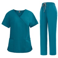 Unisex Two-Piece Set Scrub Suit Hospital Doctor Nurse Dental Clinic Workwear EQ6Y