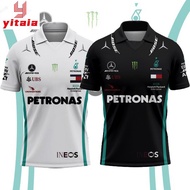 Full 3D Fashion round neck T-shirt Size XS-3XL Petronas Mercedes F1 AMG White Editon POLO t SHIRT
