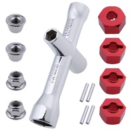 Aluminum 12mm Hex Wheel Hubs Adapters & M4 Flanged Lock Nuts for Traxxas 1/10 Slash 4X4 Stampede 4WD