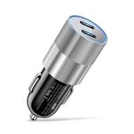 Elough 68W Dual USB Type C Car Charger Metal Auto PD Charger Adapter Fast Charging USB C Charger สำห