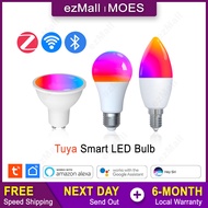 MOES Tuya Smart Bulb, RGB LED Dimmable Voice Timer App Matter WiFi Zigbee Bluetooth E27 E14 GU10