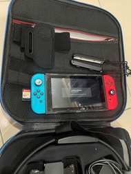 switch 遊戲主機+健身環+遊戲片+綁腿帶*1+Joy手柄+手柄掛繩+原廠HDMI