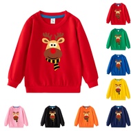 8 Colors Kids Christmas Cartoon Long Sleeve Cotton Crewneck  Sweatshirt Christmas Gift FA020