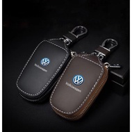 Leather Smart Flip Remote Car Key Case Cover Holder Wallet Protector for VW R-Line CC Passat B6 Tigu