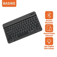 BASIKE Keyboard Wireless Bluetooth Portabel Tipis Lampu Latar RGB Mini Keyboard Tablet for Android/IOS/Windows Koneksi Yang Sangat Cepat Daya Tahan Baterai Yang Tahan Lama Tipis, Ringan Dan Portabel