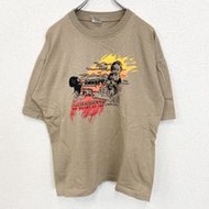 Used 90s auzzie short-sleeved print T-shirt, vintage, single-stitch, brown, XXL size