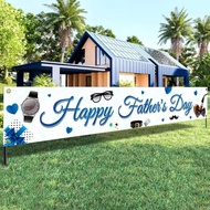 Happy Fathers Day Banner - XLarge, 120x20 Inch | Blue Happy fathers Day Yard Banner | Happy Fathers 
