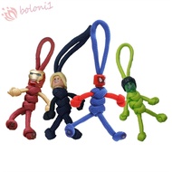 [READY STOCK] Umbrella Rope Keychain, Movie Dolls Ironman Figure Braided Rope Paracord, Personality Alloy Hulk Hung Chain Weaving Keychain Bag Hanging