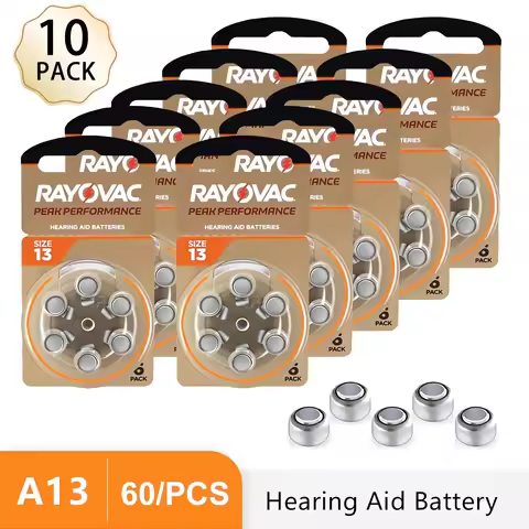 60Pcs Hearing Aid Batteries A13 13A 13 P13 PR48 Rayovac Peak UK 1.45V Zinc Air Battery For CIC BTE H