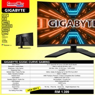 GIGABYTE G32QC CURVE GAMING MONITOR (QHD/VA/31.5"/165HZ/1MS/CURVE)